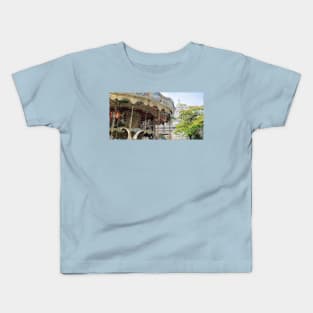 Paris Montmartre Carousel and Sacre-Coeur in Summer Kids T-Shirt